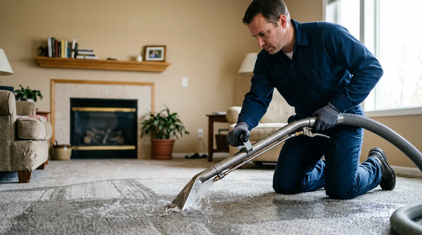 Water damage restoration technician working near Red Oak, GA